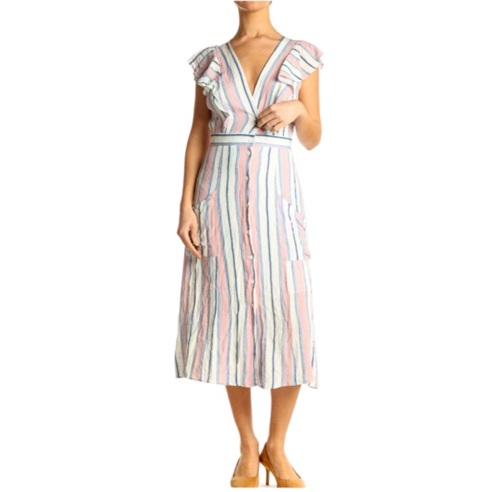 Plunging V Neck Midi Dress Size XS